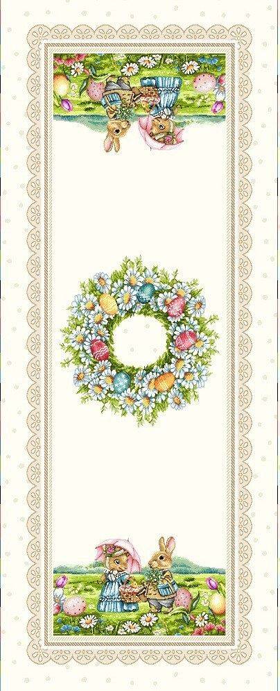 Wielkanoc Wiosna - Panele do szycia: Obrusy, bieżniki, serwetki. / Bieżnik DW01 P - 40x100