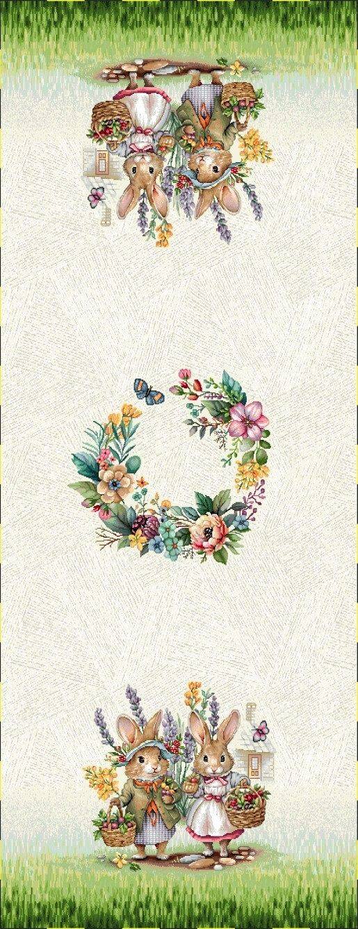 Wielkanoc Wiosna - Panele do szycia: Obrusy, bieżniki, serwetki. / Bieżnik 1344VE P - 40x100