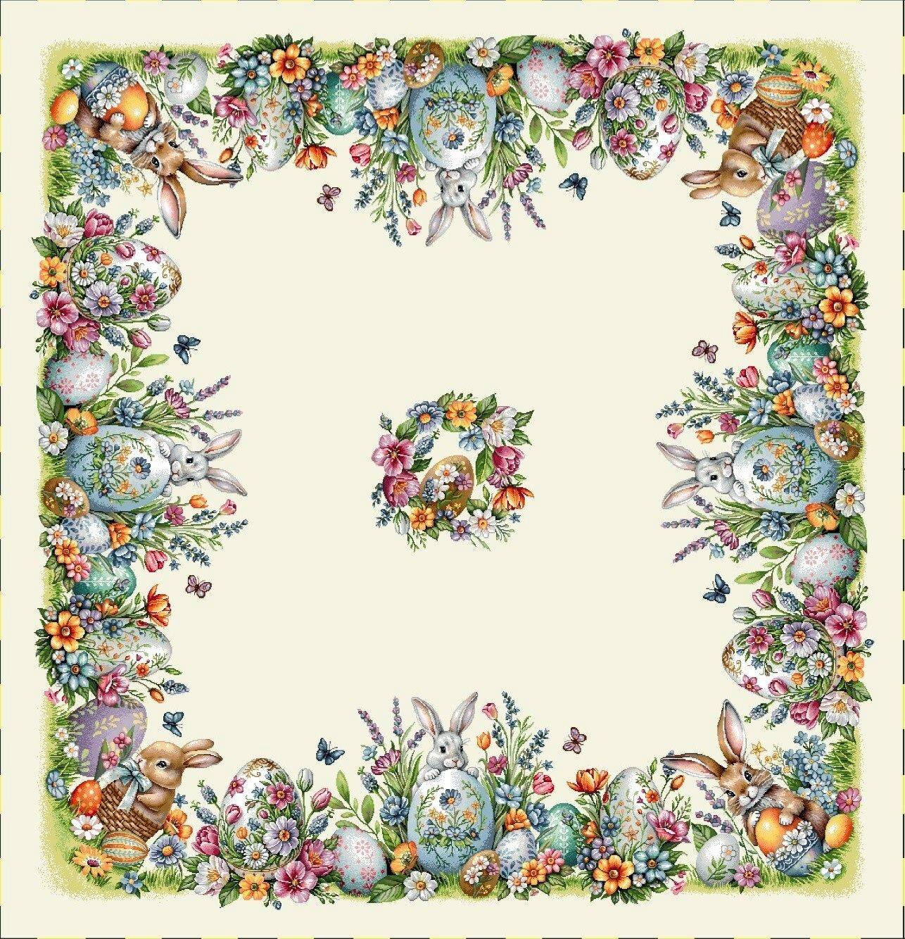 Wielkanoc Wiosna - Panele do szycia: Obrusy, bieżniki, serwetki. / Obrus 1364NA P - 100x100