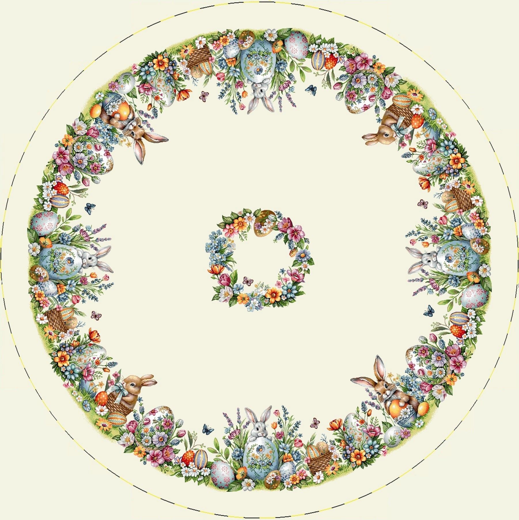 Wielkanoc Wiosna - Panele do szycia: Obrusy, bieżniki, serwetki. / Obrus Okrągły 1364NA P - Q140