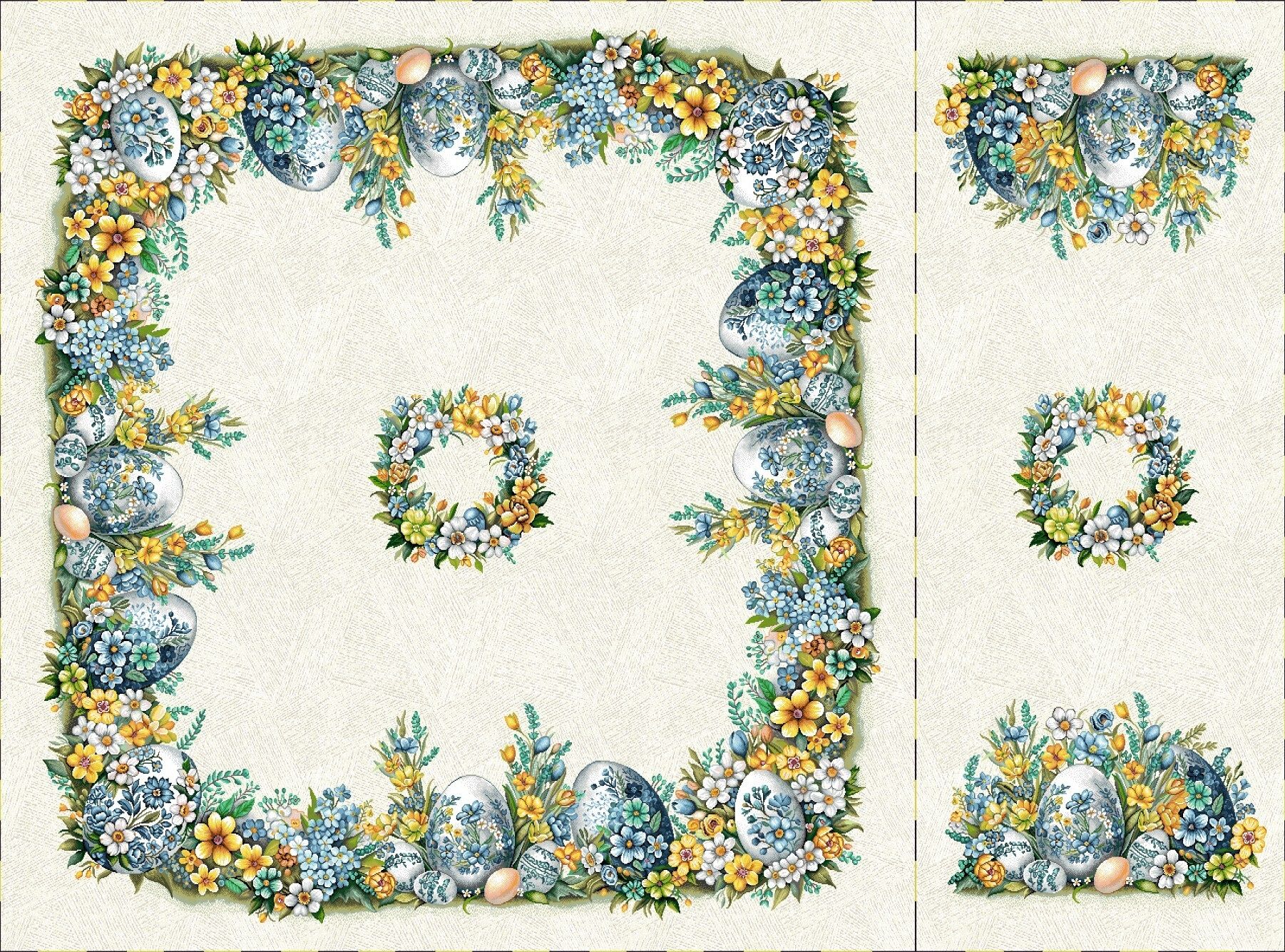 Wielkanoc Wiosna - Panele do szycia: Obrusy, bieżniki, serwetki. / Komplet L67 P - 100x100 + 40x100 - PROMOCJA