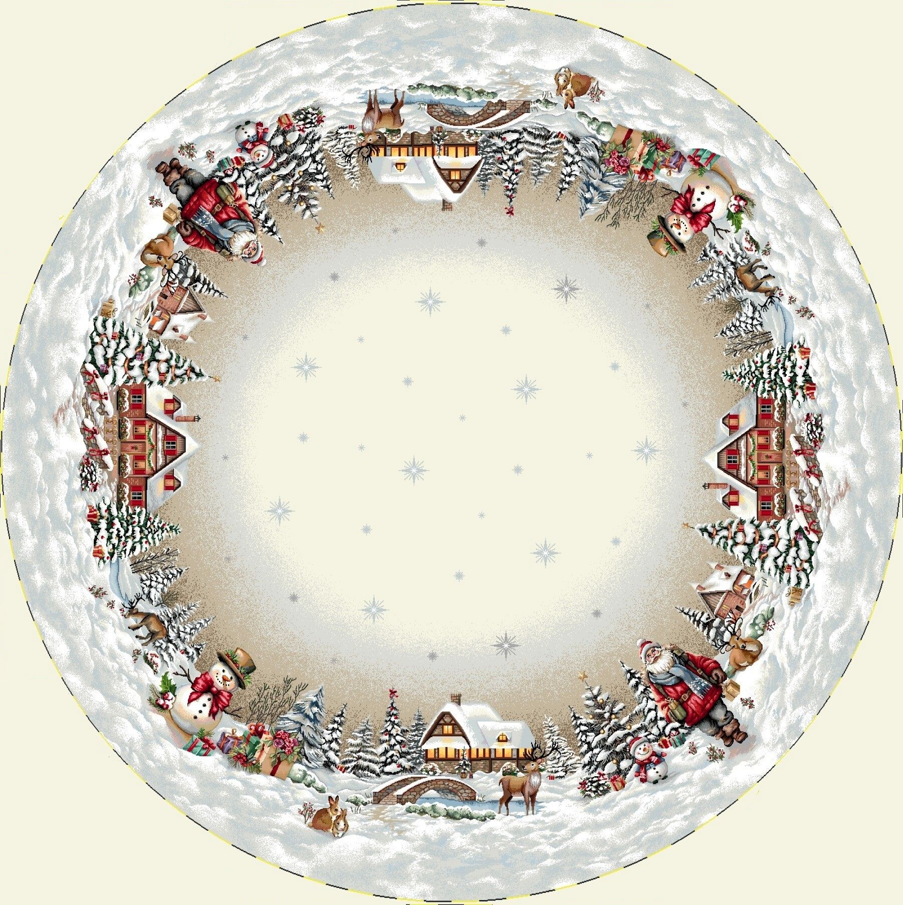 Boże Narodzenie - Panele do szycia: Obrusy, bieżniki, serwetki. / Obrus Okrągły 1376 P - Q140